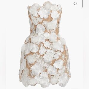 Bronx and Banco Strapless Floral Dress in White and Tan